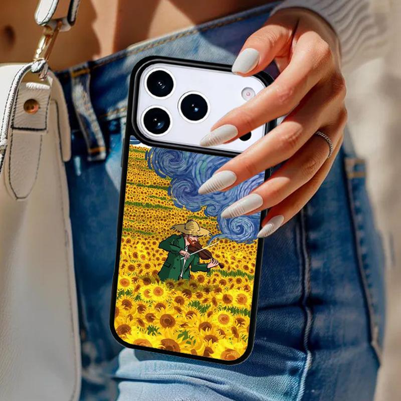 Paintings Starry Night Van Gogh Bumper Phone Case For iPhone 17 Air 14 15 13 12 Max Cover For Apple 16e 11 Pro Max Plus Coque