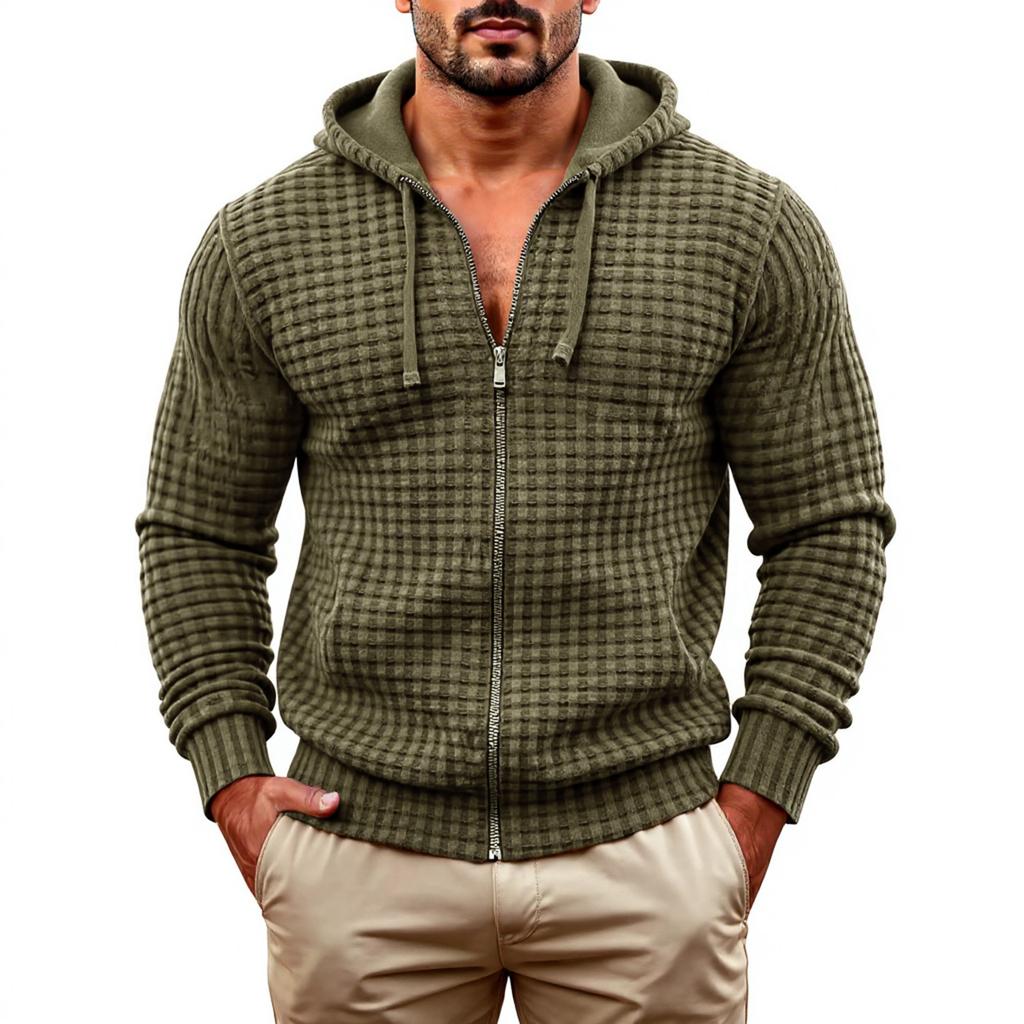 Mens Hoodies Pullover Full-Zip Long Sleeve  Knit Hooded Sweatshirt Hoodie For Men Fall Casual Clothes