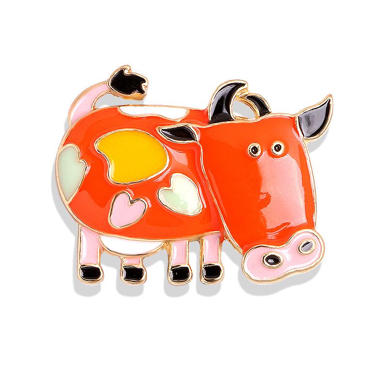 Cartoon Rhinestone Dairy Cow Brooch - Alloy Drip Oil Corsage Pin, Cute High-end Accessory