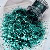 Polyester Sequins Dark Green Solvent Resistant Metallic Glitter Mixed Chunky Glitter Bulk