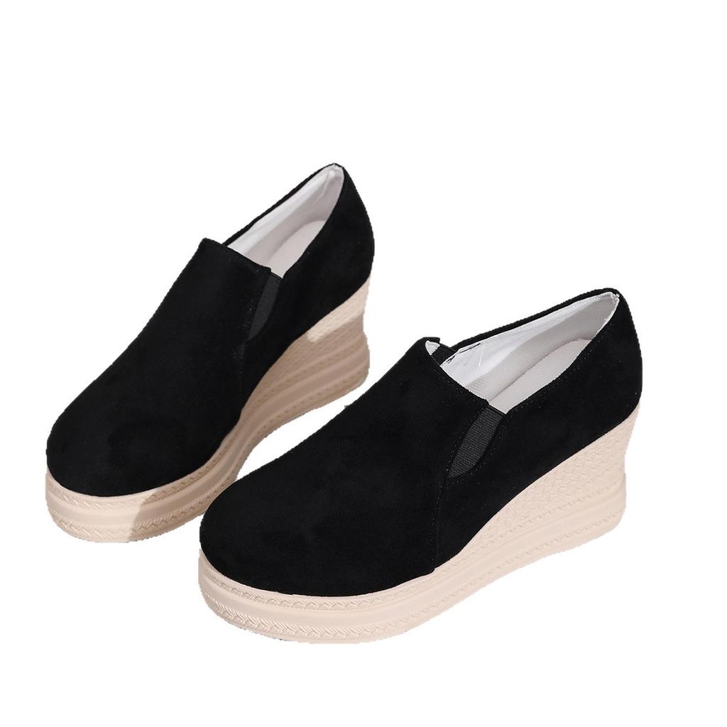 Wedge Heel Deep Shoes Women's 2025 Autumn New Platform Muffin Plus-size Shoes