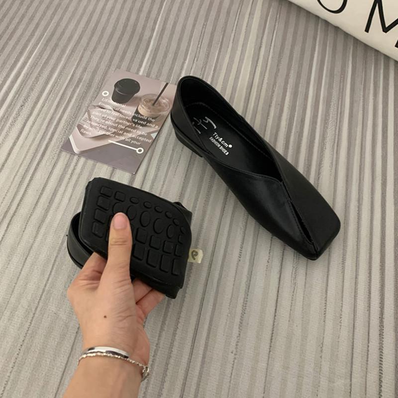 

Модные Балетки с Квадратным Носком Женские Туфли Корейский Стиль Однотонные Туфли Повседневные Удобные Слипоны Лоферы Мягкие Балетки Zapatos Muj 39 чёрный