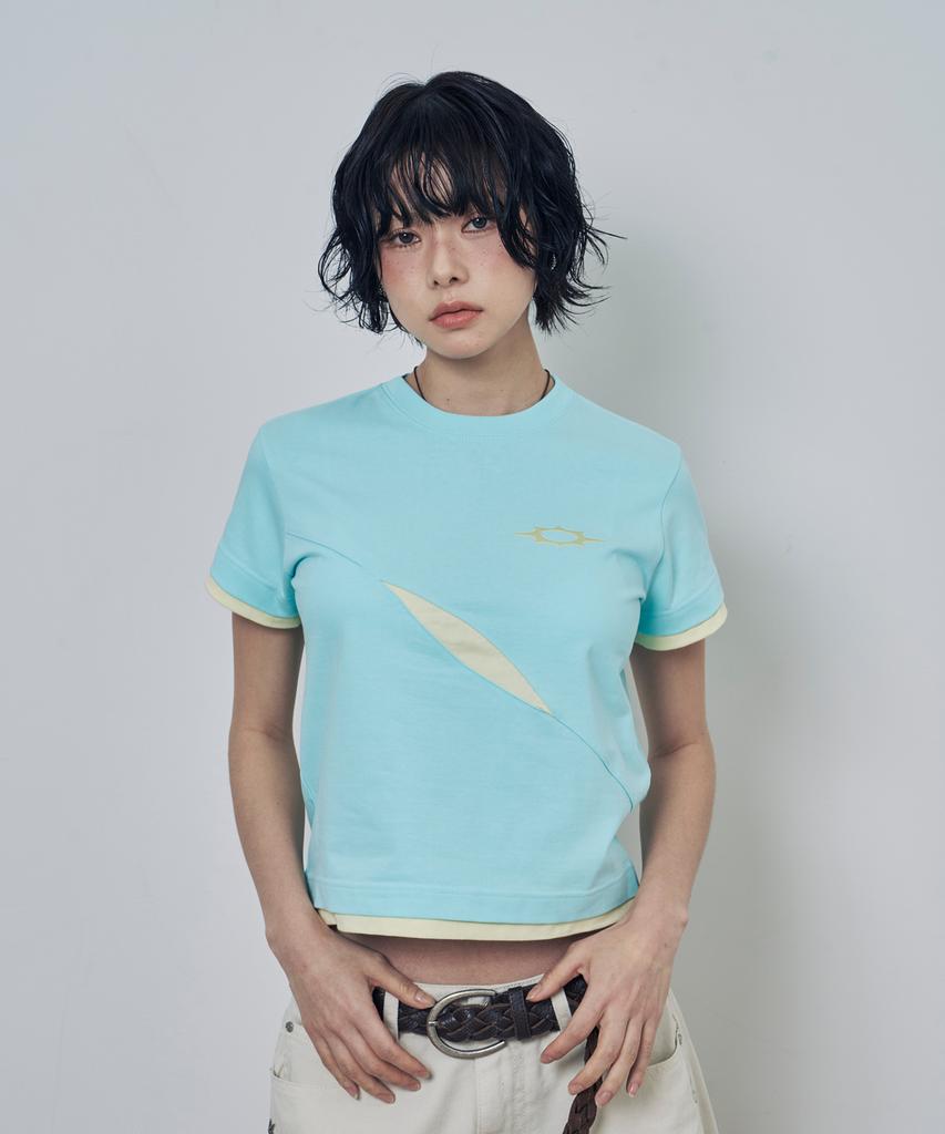 Lujeoseukeulleob Asymmetrical Cut Layered Short Sleeve T-Shirt Mint