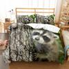 Waschbär Bettwäsche-Set Niedliche Wildtiere Polyester King Queen Size Bettwäsche Für Kinder Jungen Mädchen Mit Kissenbezug
