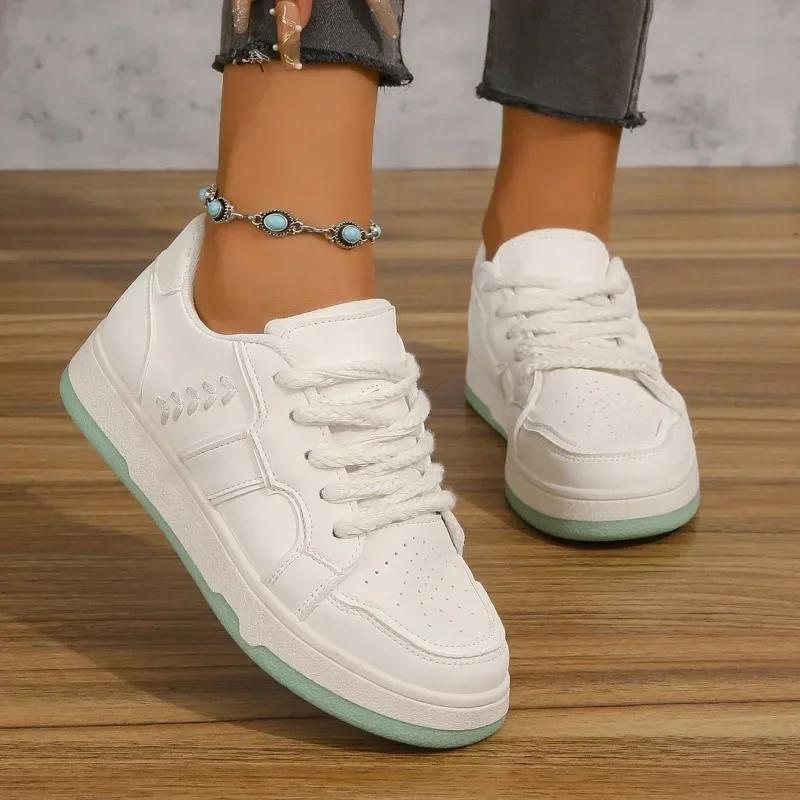 White Sneakers Women  Autumn Comfortable and Versatile Women's Vulcanized Shoes Casual Lace-up Platform Shoes Zapatos Mujer