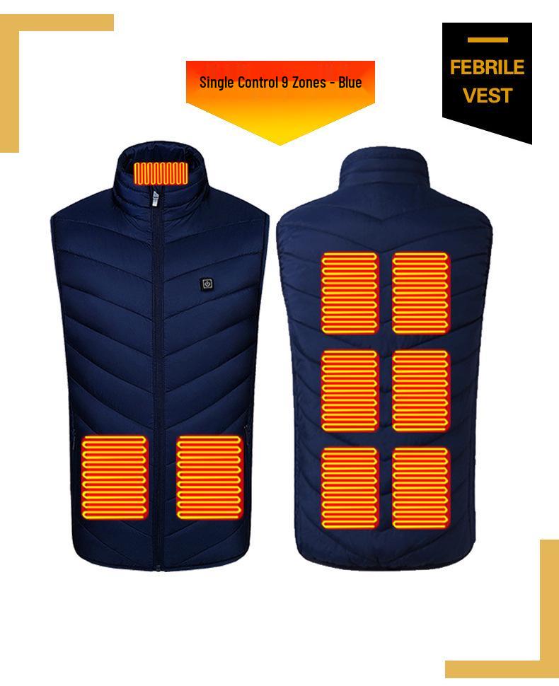 Men's Smart USB Heated Vest - Multi-Zone, Safe Electric Heating, Stand-Up Collar, Constant Temperature