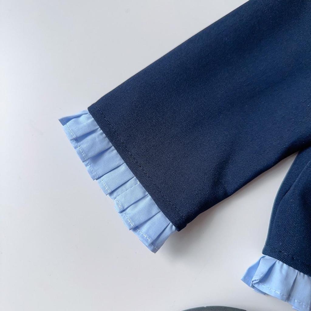 Girls' Rabbit Police Officer Outfit: Stylish Spring/Autumn Coat & Pleated Skirt Set for Baby Girls - Two-Piece (AQB063)