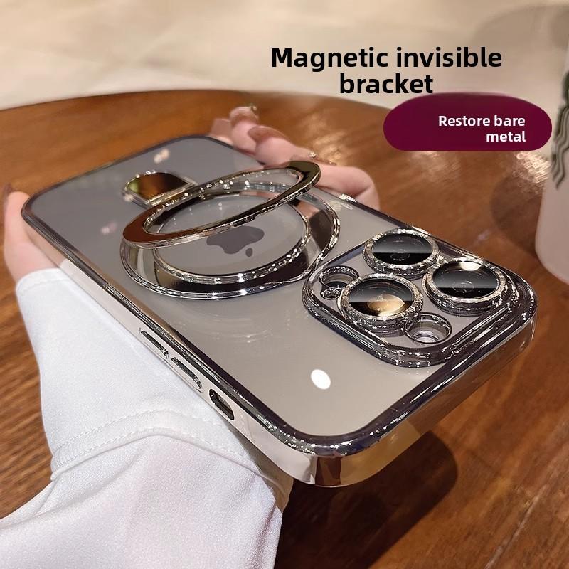 Clear Magnetic Mobile Phone Cases For Iphone 16 Shockproof Ring Cover Stand