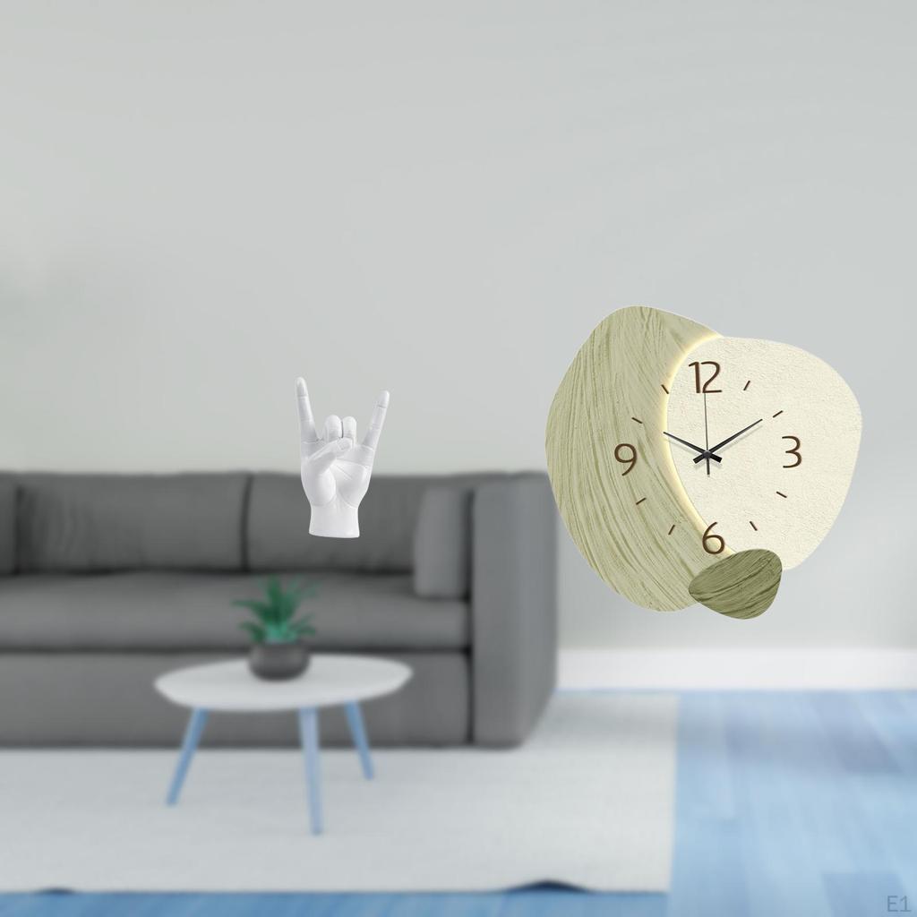 Rock Hand Gesture Statue Silent Wall Clock Creative Sculpture Simple Decor Finger