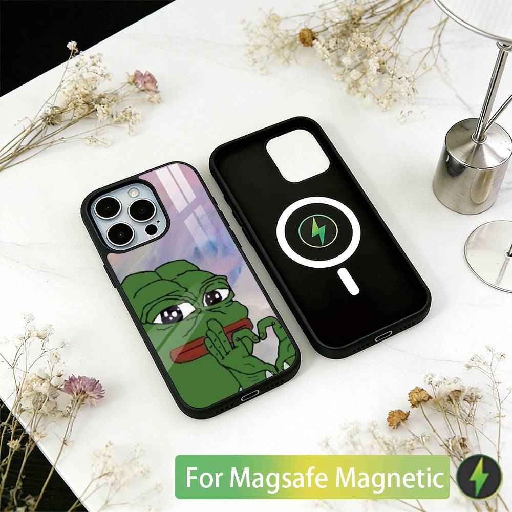 Funny The P-PEPE Frog Phone Case For iPhone17,16,15,14,13,12,11 Plus,Pro Magnetic For Magsafe Wireless Charging
