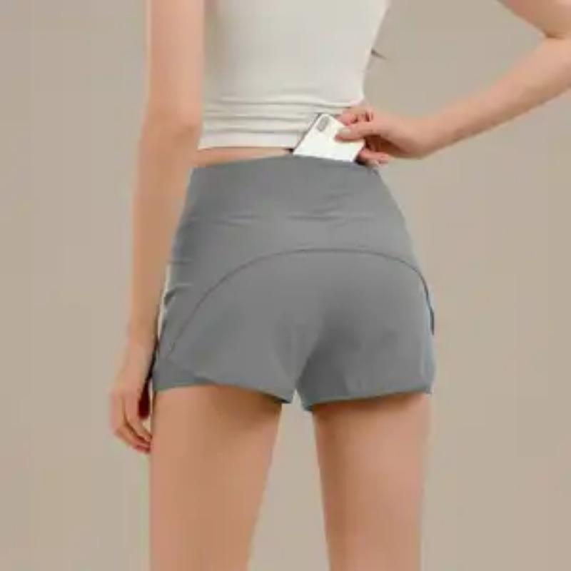 Women's Red High Waist Quick Dry Running Shorts With Liner Athletic Sports Shorts