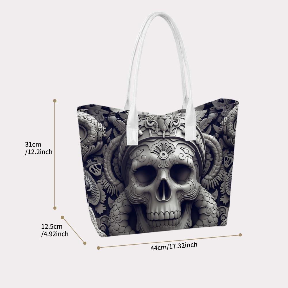 Gothic Skull Pattern Tote Bag Fashion Daily Carry Handbag for Outdoor Casual Use