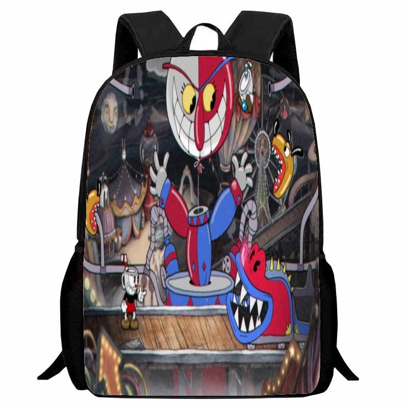 Cuphead Student Backpack Cartoon Teacup Head Backpack Lightweight 123 Grade Boys and Girls