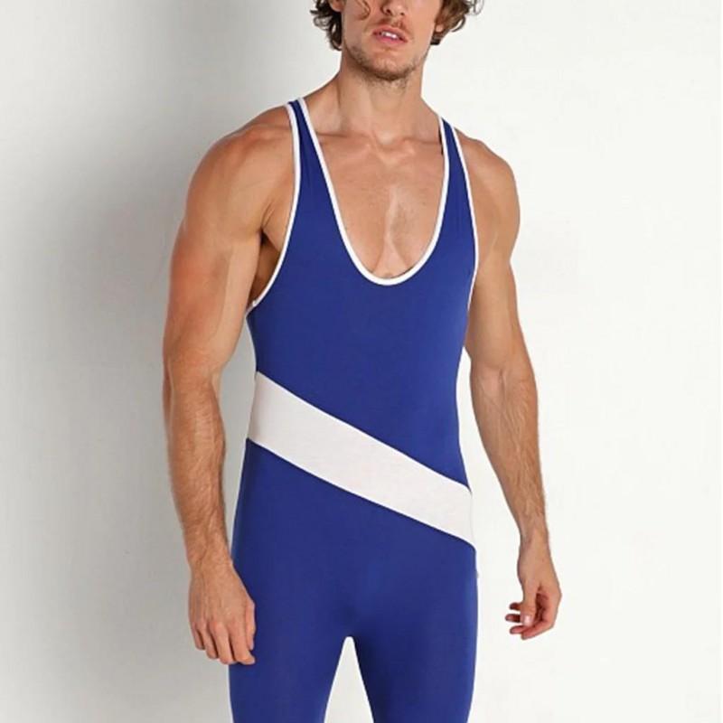 New Style Men's American Wrestling One-piece Suit Sleeveless Weightlifting Clothing Boxing Leather Coat Tights Running Ratio