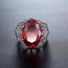 Fashion Female Rings  Sterling Silver Hollow Heart Pattern Ruby Zircon Rings for Women Engagement  Gift Anillos Mujer