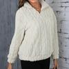 Women's Fashion Casual Loose Thick Plush Hemp Pattern Embossed Pullover Sweater