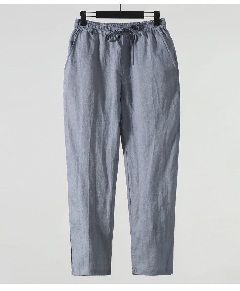 Men's Casual Loose-Fit Nine-Point Cotton and Linen Pants - Chinese Style Summer Wear