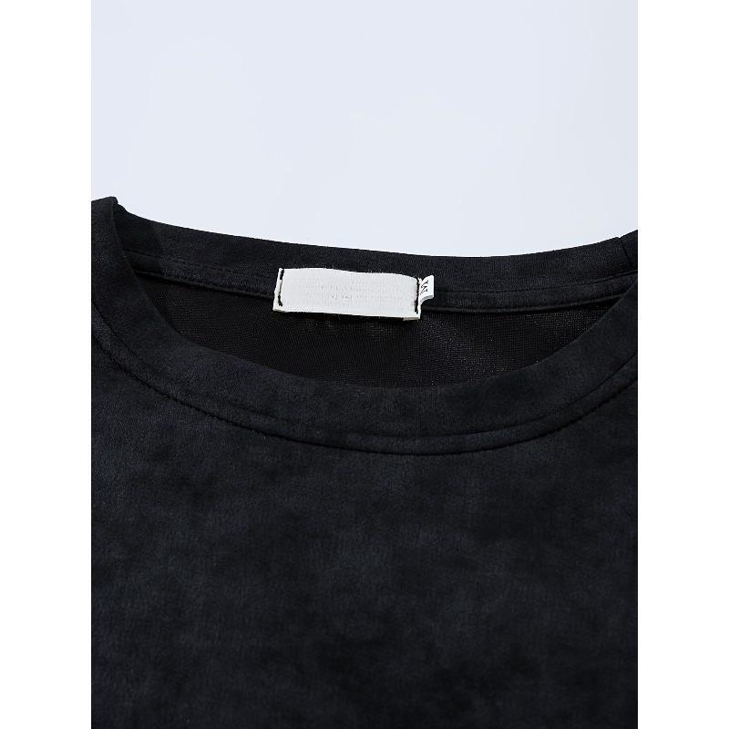 Men's Vintage Washed Tie-Dye T-Shirt with Camouflage & 90s Retro Graphic Print - Relaxed Fit Casual Short Sleeve Top for Summer, Gym & Outdoor