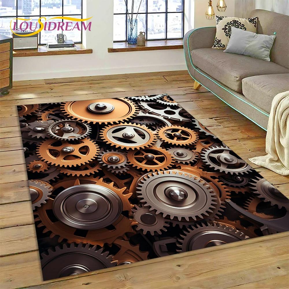3D Mechanical Cogs Gears Steampunk Rug Carpet for Living Room Bedroom Decor,floor Mat Non-slip Decoration for Sofa Doormat Gifts
