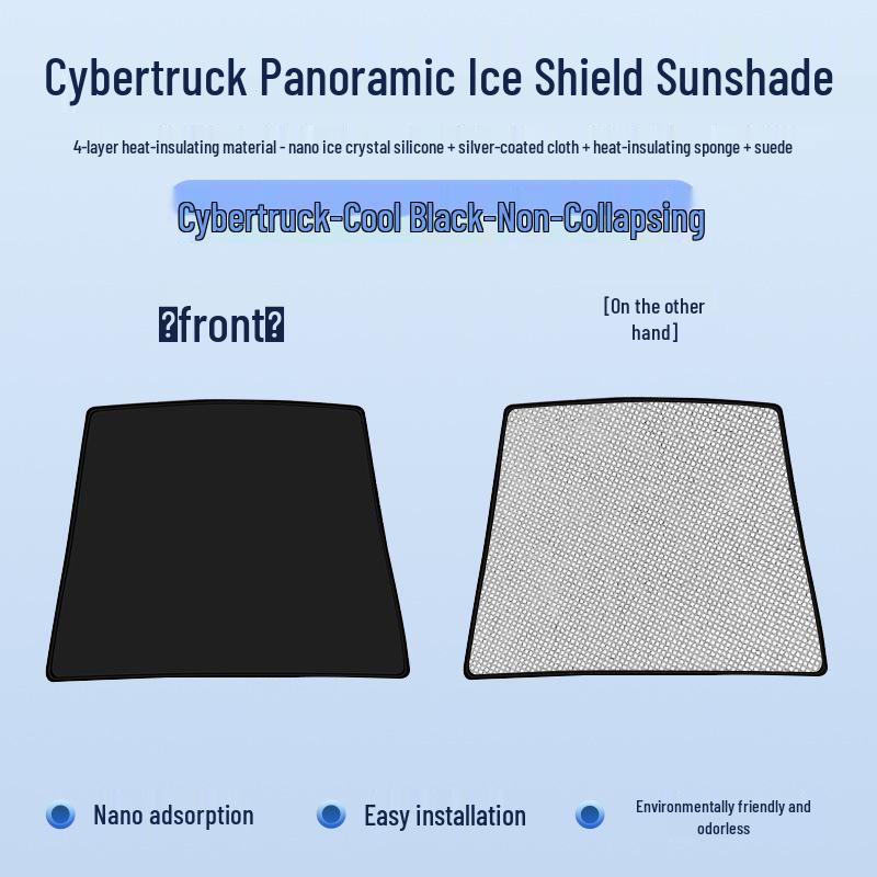 Tesla Cybertruck Gen 3 Static Sunroof Shield: Alcantara Nano Sunshade No Specification
