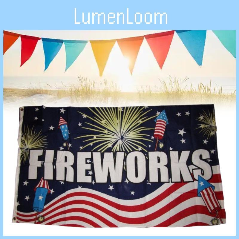 Pattern Letter Fireworks Flag Banner Fade Resistant Outdoor Gift Decoration