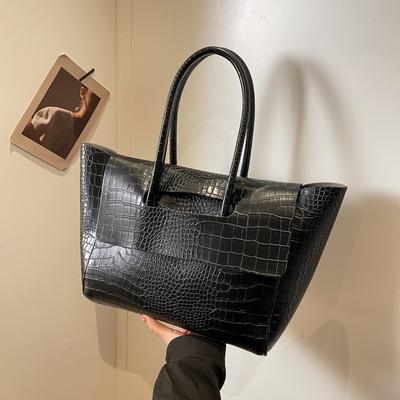 Large Capacity Crocodile Pattern Tote Bag Women's 2025 Autumn and Winter Business Commuter Handbag Simple Casual Shoulder Bag