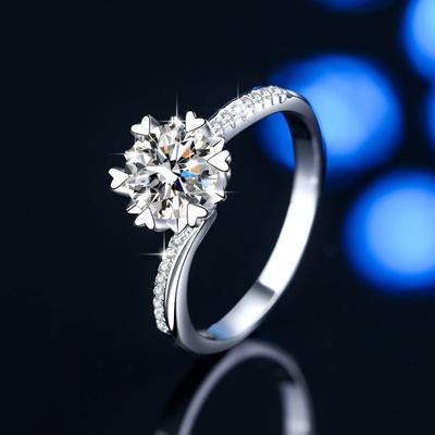 Ring for Women S925 D Color Moissanite Sterling Silver Plated Pt950 Pliers 1/2 Carat Moissanite Ring Engagement Ring Wedding Ring Gift for Girlfriend