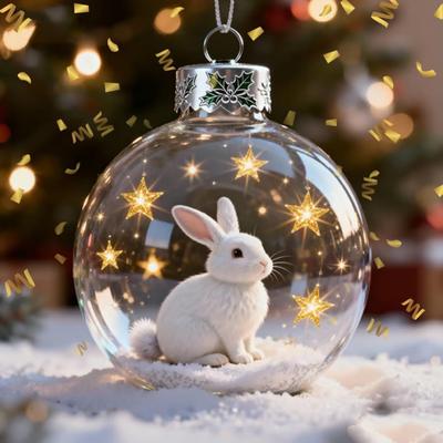 Decoración Navideña de Animales 3D Bola Navideña de Plástico Transparente Adornos Colgantes con Acentos de Estrella Brillante para Decoración de Árbol de Vacaciones de Invierno