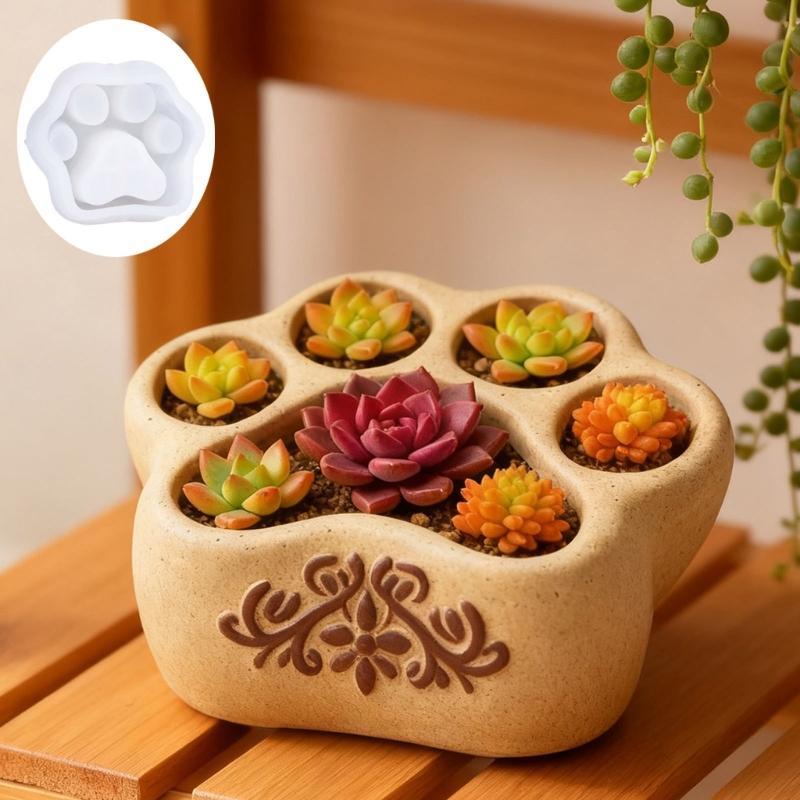 Multi Purpose Silicone Mold for Creating Cats Paw Decorations Including Candle Holders Candy Dishes Home Decors