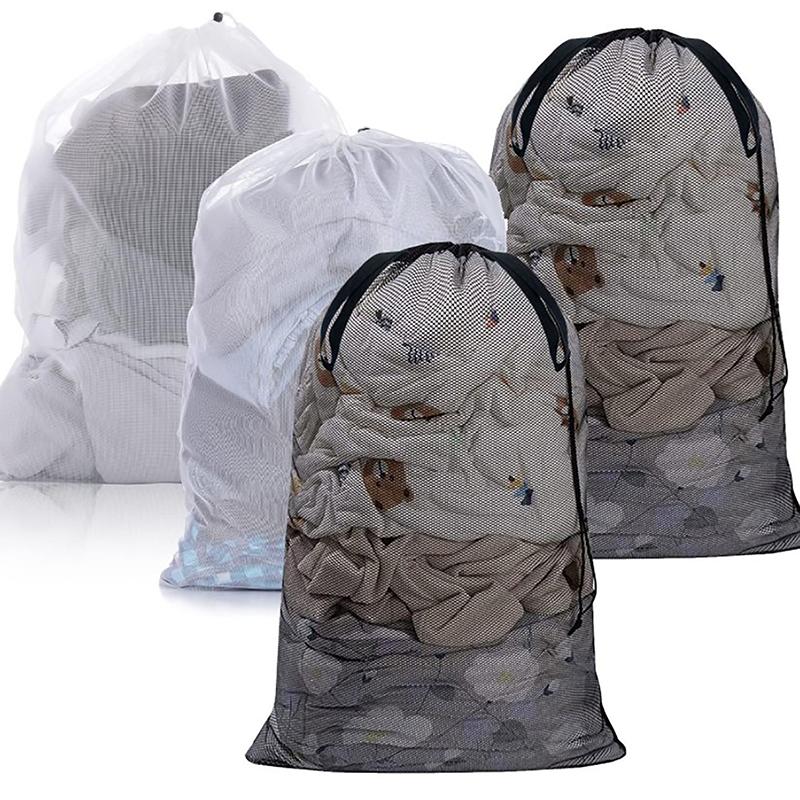 Large Size Laundry Mesh Bag Solid Color Drawstring Laundry Bag Anti-Snagging Anti-Deformation Mesh Clothes Washing Bag 60X90Cm