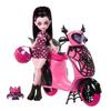 Draculaura Figurine with Scooter - Monster High - Draculaura Vamptastic Scooter - 21.30 X 27.90 X 9.74 Cm - Multicolor