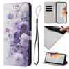 Wallet Case for Moto G17 - Leather/PU, Purple, With Lanyard