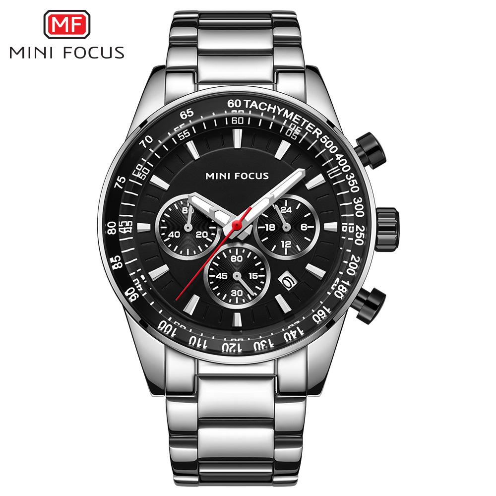 Top luxus s krabičkou MINI FOCUS Brand Business Pánské hodinky Multifunkční kalendář Vodotěsné pánské Quartz hodinky z nerezové oceli