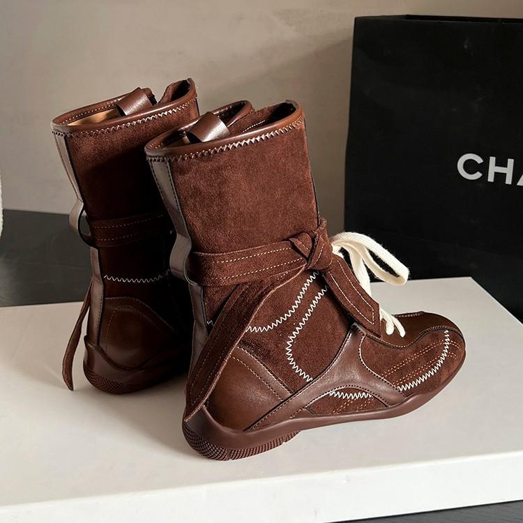 Blue Cabinet Version~ Inner Height Increase Duck Hunting Boots Women's Ins Versatile Color Matching Strap Boxing Boots Outdoor Tooling Martin Boots