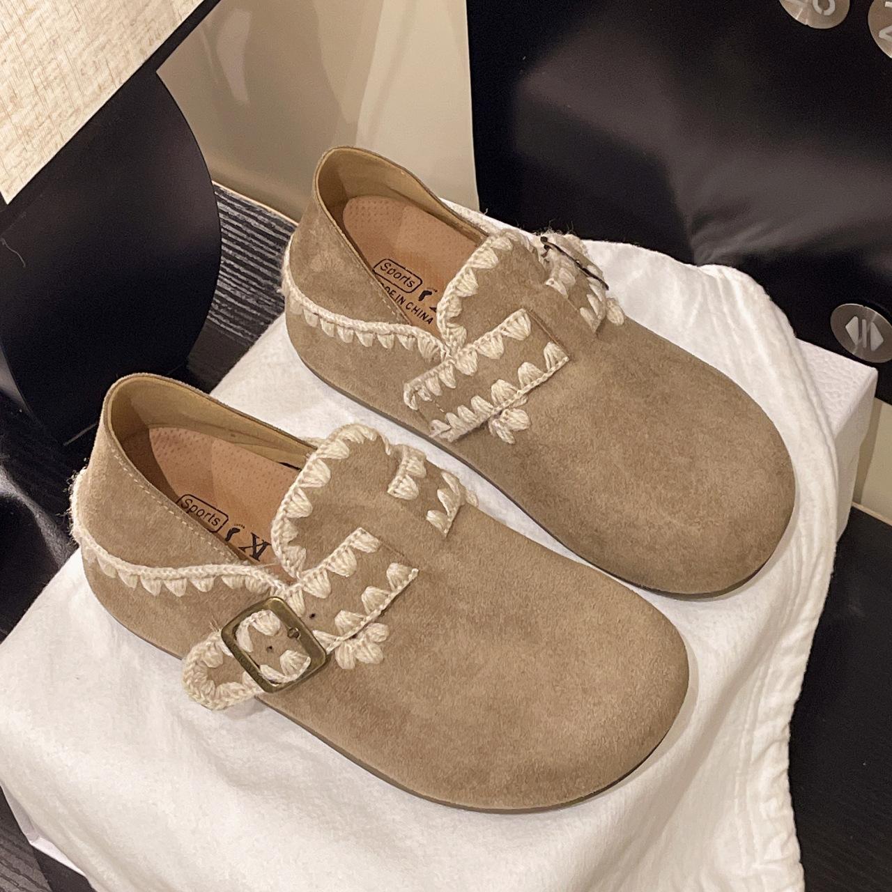 

Retro two-wear round-headed Boken shoes in the autumn of 2025, new versatile casual women s shoes, lazy one-pedal single shoes women 40 хаки