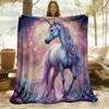 1pc Unicorn Fantasy Flannel Blanket, Comfortable and Warm Blanket, for Camping Sofa Bed and Couch Office037