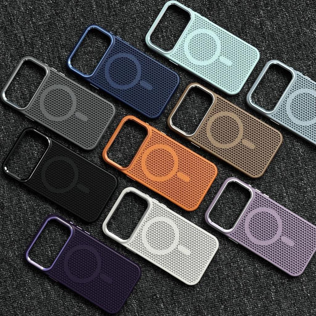 Apple 17 Pro Max Honeycomb Magnetic Heat Dissipating Skin-Feel Case with Integrated Buttons for iPhone 16/15