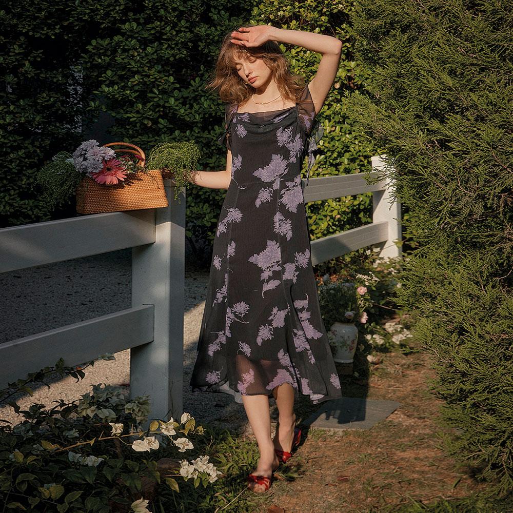 Simpeulleteulo Sr_Swing Collar Floral Dress