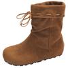 Brown retro inner height-increasing flat boots children's 2025 new autumn versatile skirt soft-soled Maillard short boots