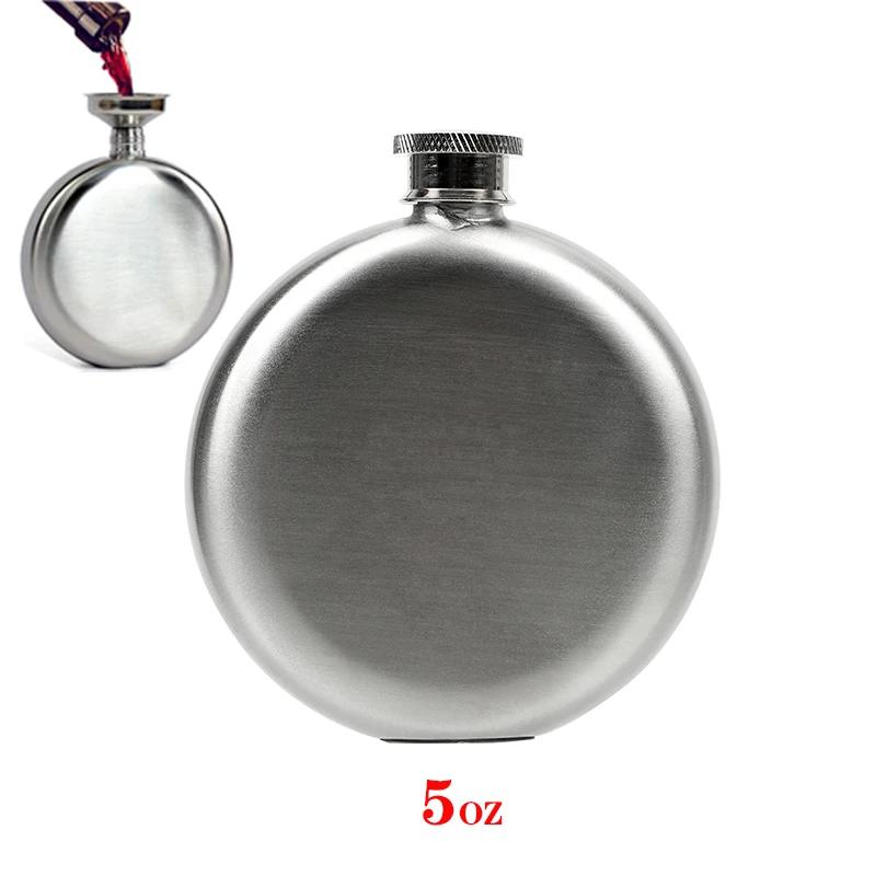 5oz/140ml Stainless Steel Hip Flask - Leakproof Russian Design Whiskey Bottle Portable with Funnel for Vodka/Wine Camping Travel