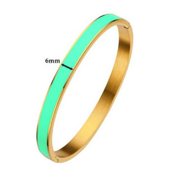 Kvinners 4 mm Gull Emalje Titanstål Armbånd med Spenne