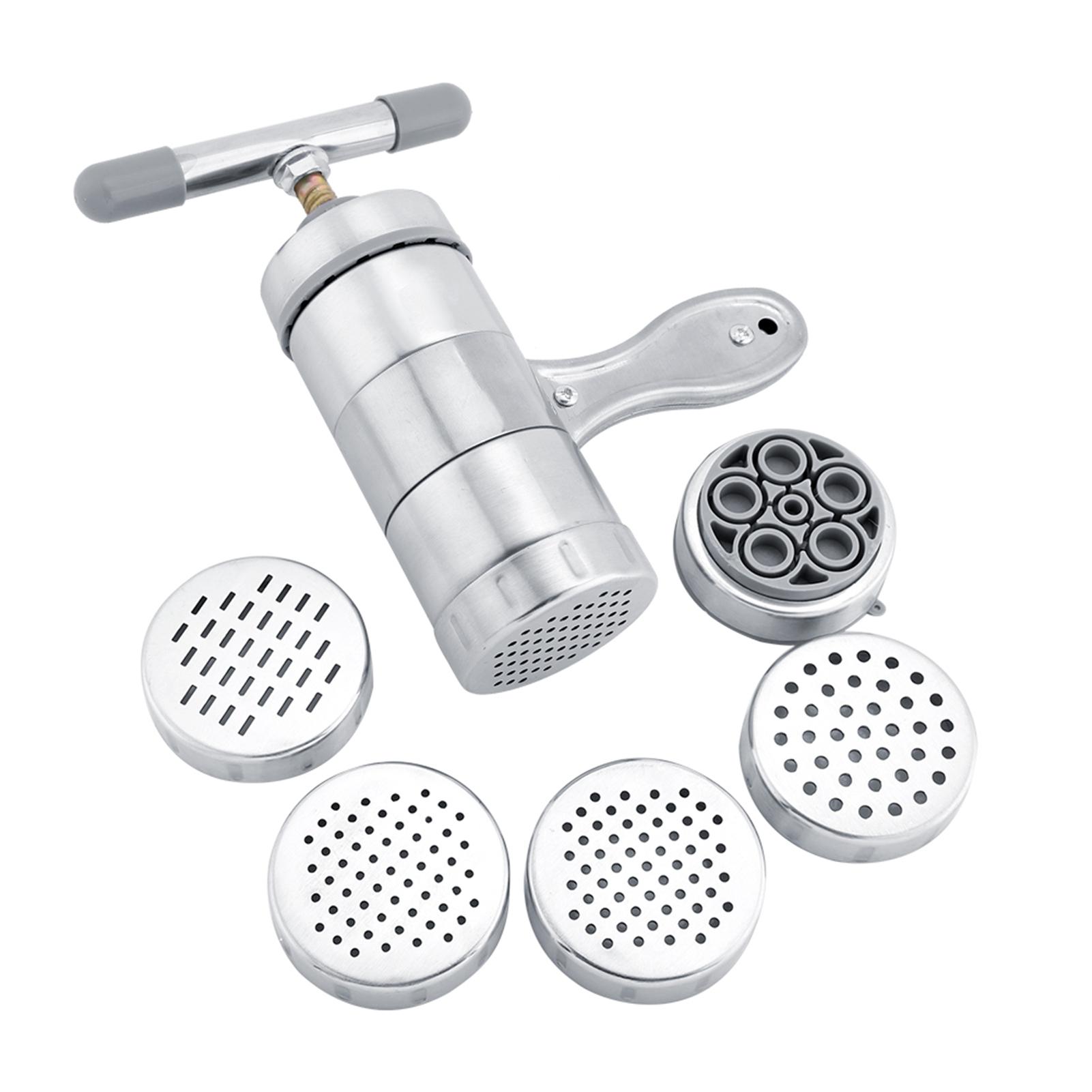 Household Manual Stainless Steel Pasta Maker Noddles Presser Making NaMachine with 5 Molds