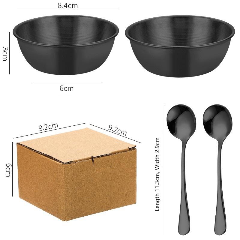 Stainless Steel Sauce Dish Spoon Set Stackable Food Safe Dipping Plate for Kitchen Dinner Party BBQ Sushi Tableware