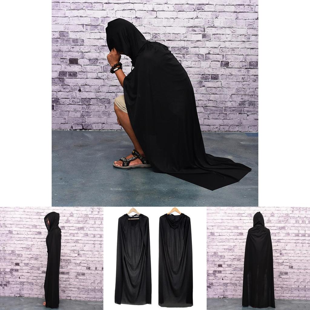 Halloween Cloak Cos Death Vampire Witch Robe Party Adult Children Cape Black
