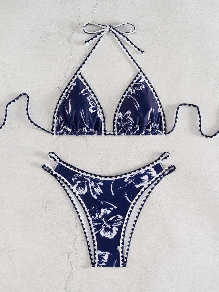 2026 Women's Printed Strappy Split Bikini Swimsuit Set