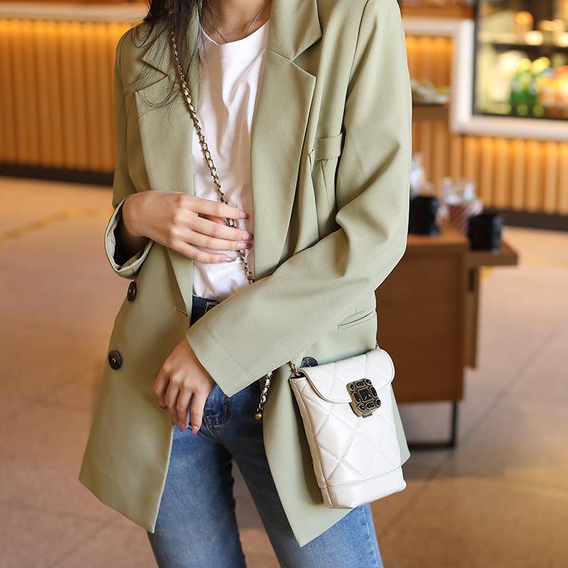 Fashion Leather Chain Mobile Phone Bag Small Xiangling Lattice Gemstone Small Gold Ball Single Shoulder Small Leather Women's Bag