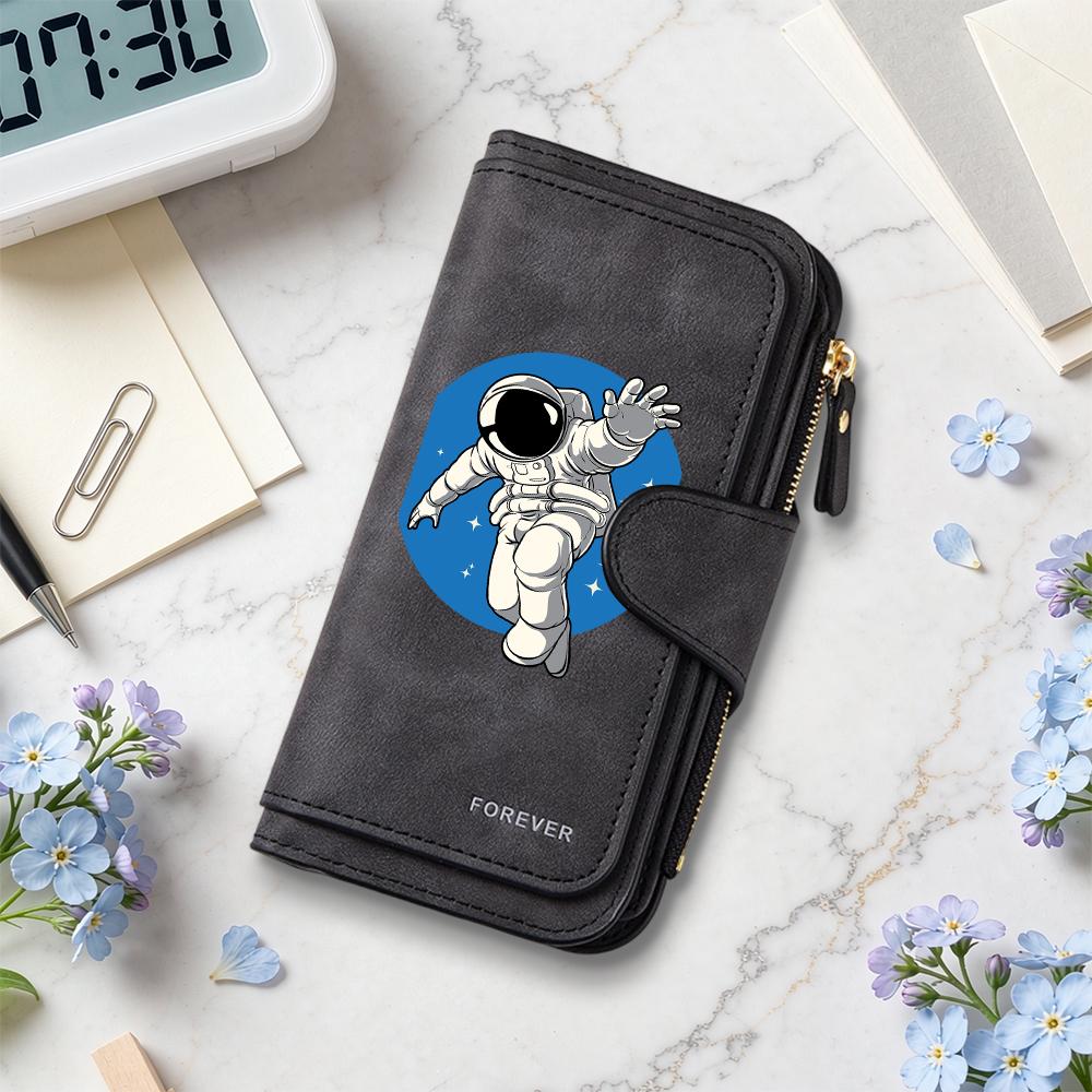 Astronaut Print Wallet Casual Portable Card Holder Fashion Multi Pocket Purse