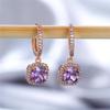 Dainty Female Rainbow Crystal Drop Rose Gold Silver Color Hoop Earrings Charm Bridal Square Wedding Jewelry For Women