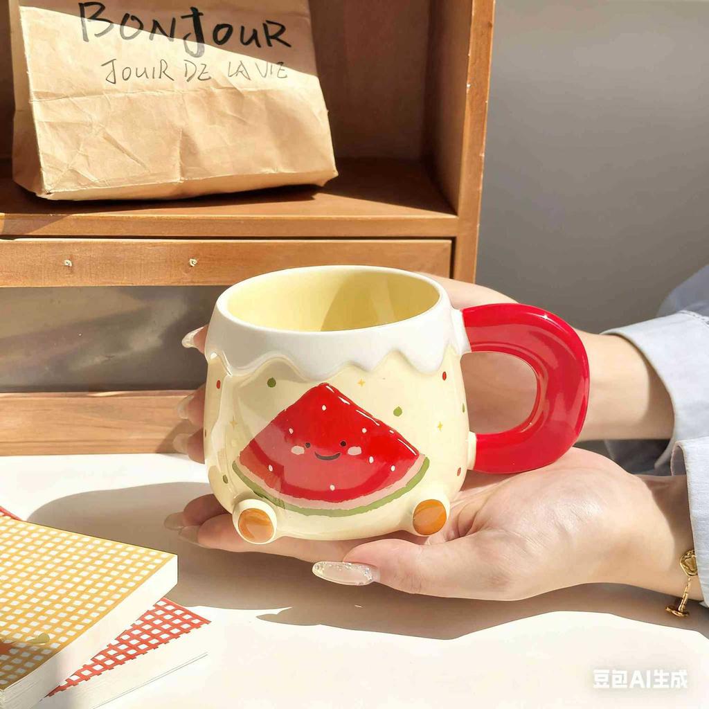 Birthday gift Cute apple cup High value ceramic household water cup Girls birthday gift souvenir gift box