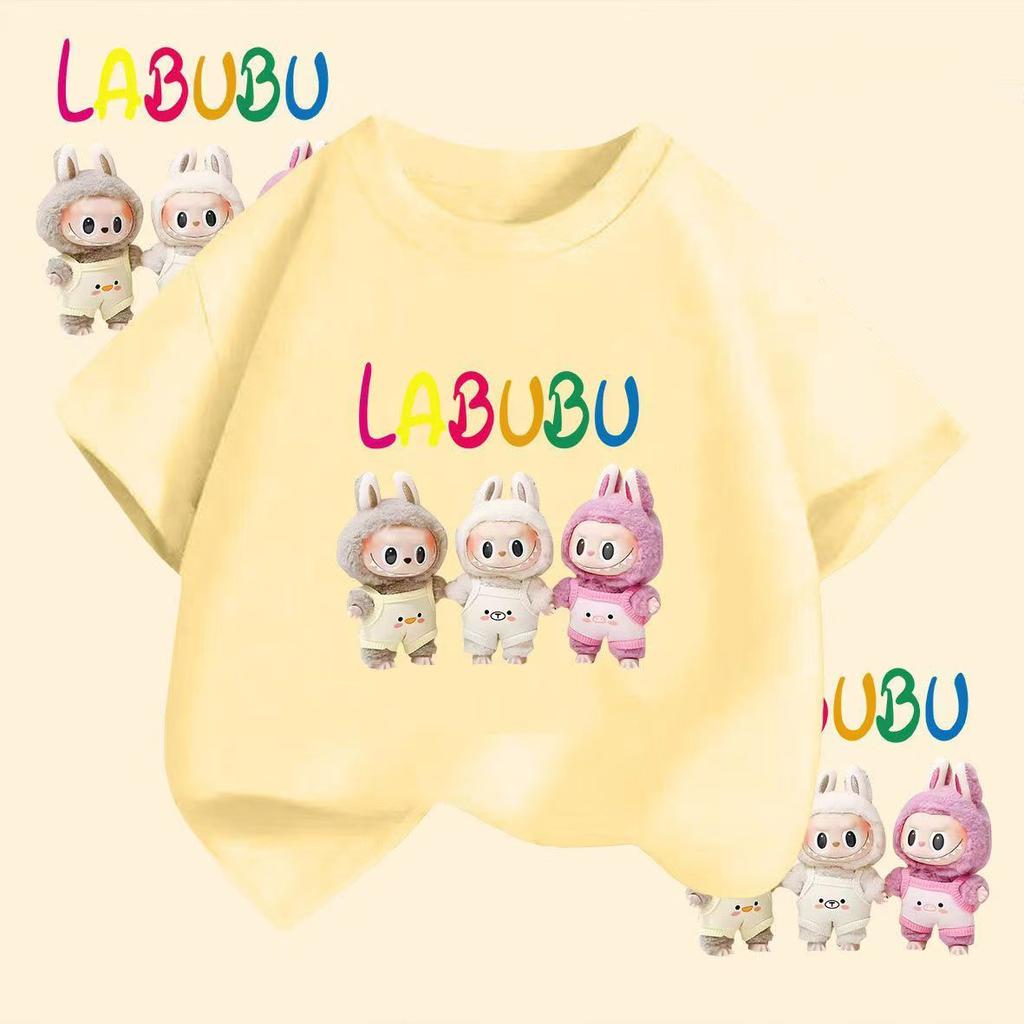 Labubu Roztomilé Kreslené 3D Potisk Dětské Tričko Kawaii Dětské Tričko Chlapci Dívky Tričko Legrační Oblečení Top